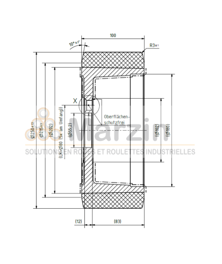 ROUE VULKOLLAN® 250/100/202/55,2-5T