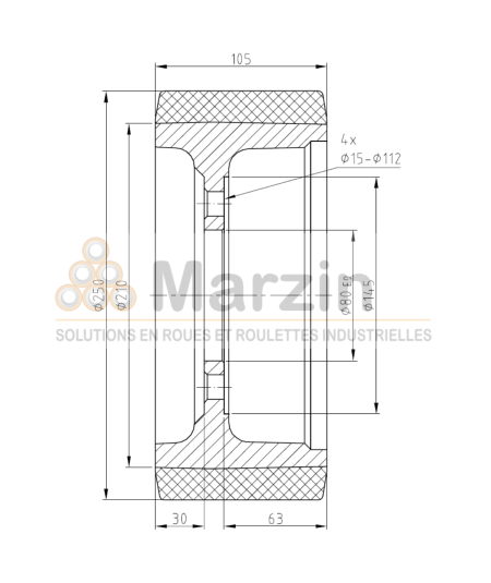 ROUE VULKOLLAN® 250/105/210/80-4T