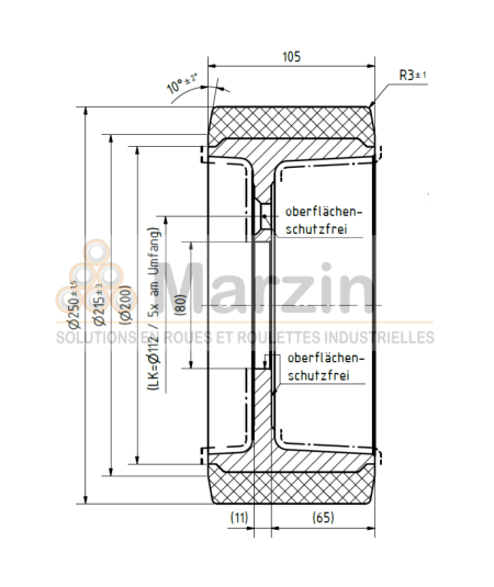 ROUE VULKOLLAN® 250/105/190/80-5T