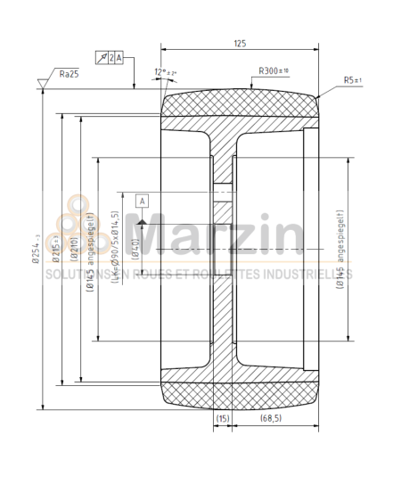 ROUE VULKOLLAN® 254/125/210/40-5T
