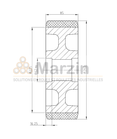 ROUE VULKOLLAN® 260/085/225/62x16,25