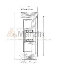 ROUE VULKOLLAN® 285/100/240/68/40 AR