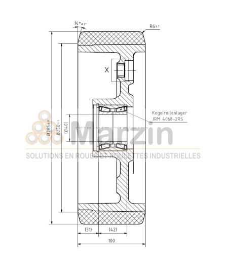ROUE VULKOLLAN® 285/100/245/3/40 AR AF
