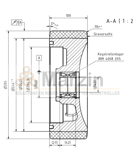 ROUE VULKOLLAN® 285/100/245/6/40 AR AF