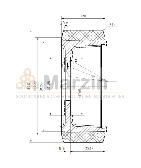 ROUE VULKOLLAN® 310/120/250/80-7T