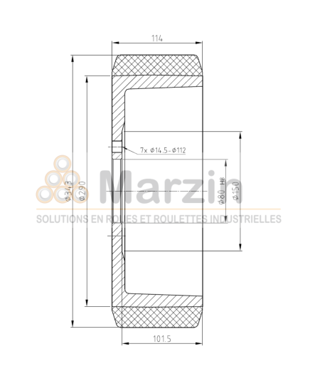 ROUE VULKOLLAN® 343/114/285/80-7T