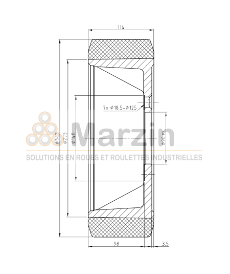 ROUE VULKOLLAN® 343/114/276/90F8-7T
