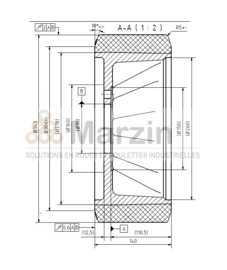 ROUE VULKOLLAN® 343/140/278/90F8-7T