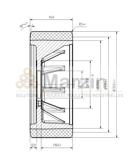 ROUE VULKOLLAN® 350/140/290/90-7T