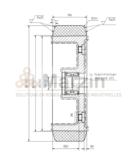ROUE VULKOLLAN® 355/106/290/3/40 AR