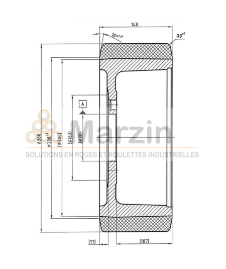 ROUE VULKOLLAN® 360/140/300/90-7T