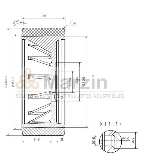 ROUE VULKOLLAN® 400/160/340/80H8-7T
