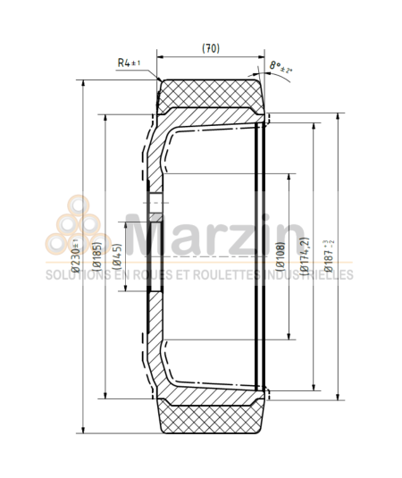 ROUE TRACTOTHAN® 230/070/172/45H8-5T