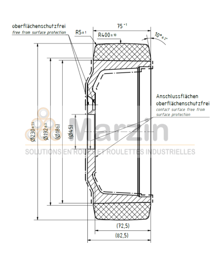 ROUE TRACTOTHAN® 230/075/186/45-5T B